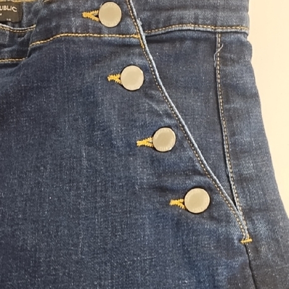 Banana Republic Dark Blue Premium Stretch Denim Jeans Wide Leg Crop - Picture 5 of 11